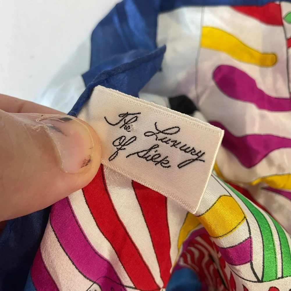 Vtg Multicolor Bright Pop Art Zebra Scarf Luxury of Silk Japan Gant Gaither Rare